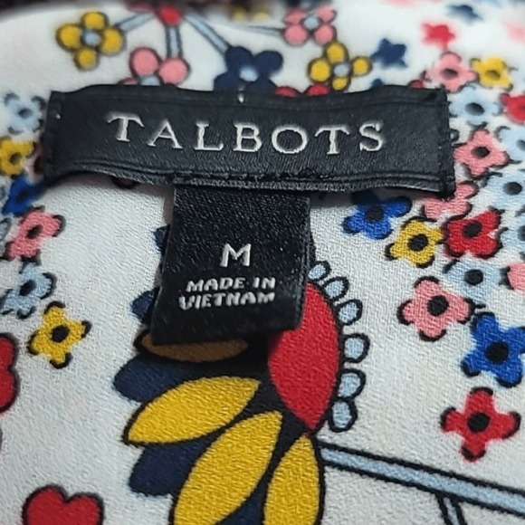 Talbots Meadow Floral Tie Neck Blouse - Picture 10 of 12